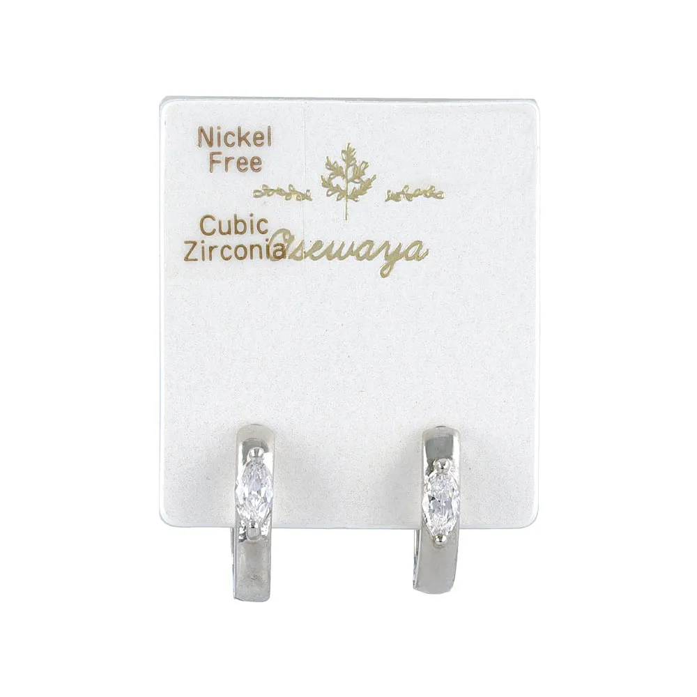 Stone Inlaid Huggie Earrings