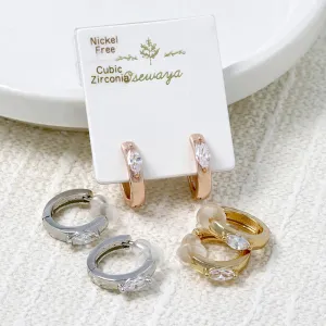 Stone Inlaid Huggie Earrings