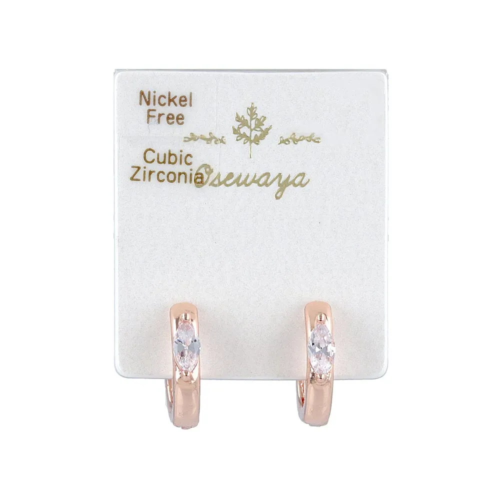 Stone Inlaid Huggie Earrings