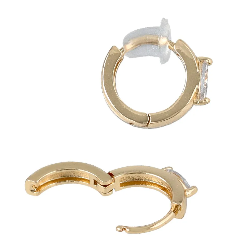 Stone Inlaid Huggie Earrings