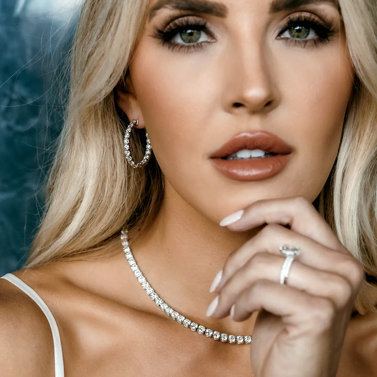 Straight Line Diamond Tennis Necklace