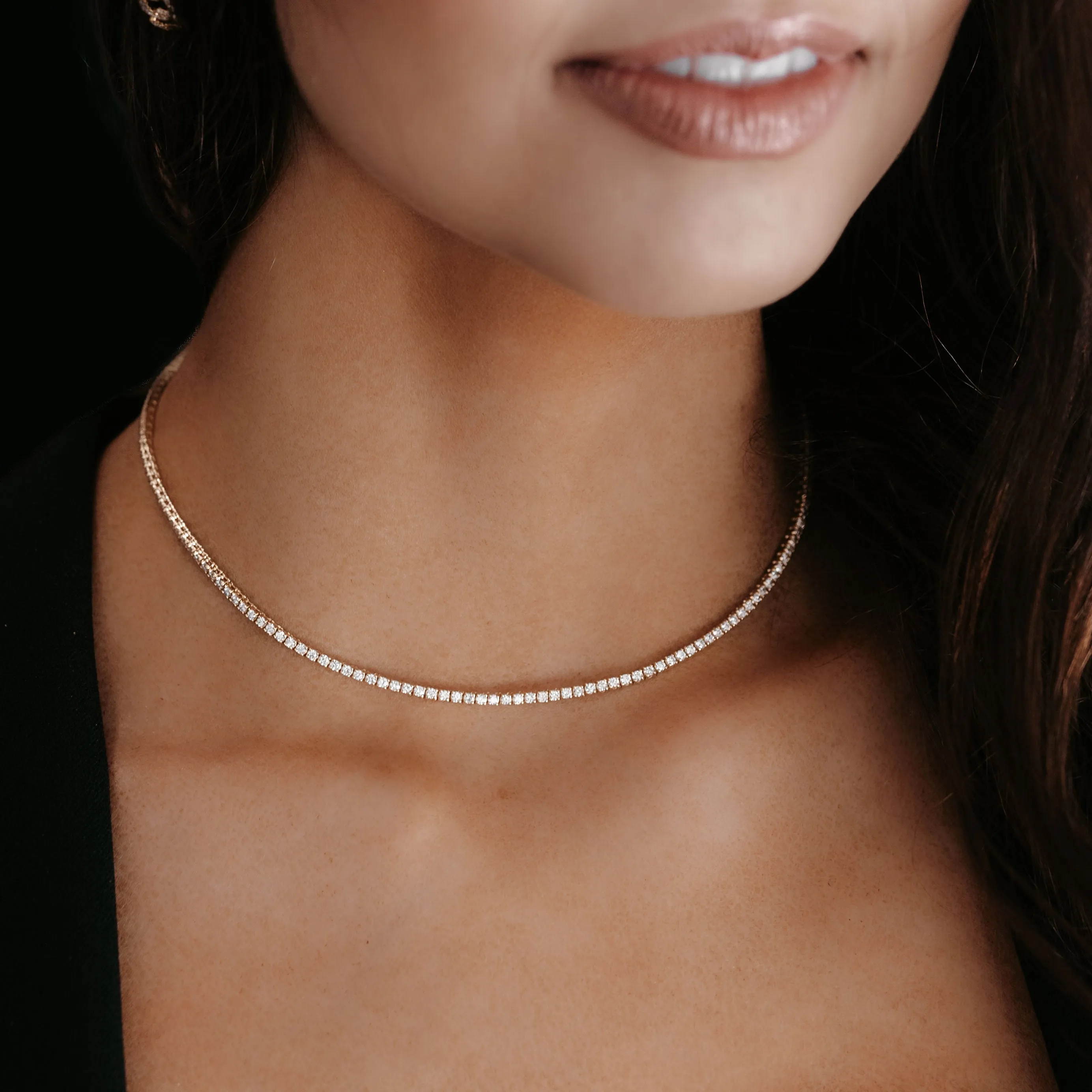 Straight Line Diamond Tennis Necklace