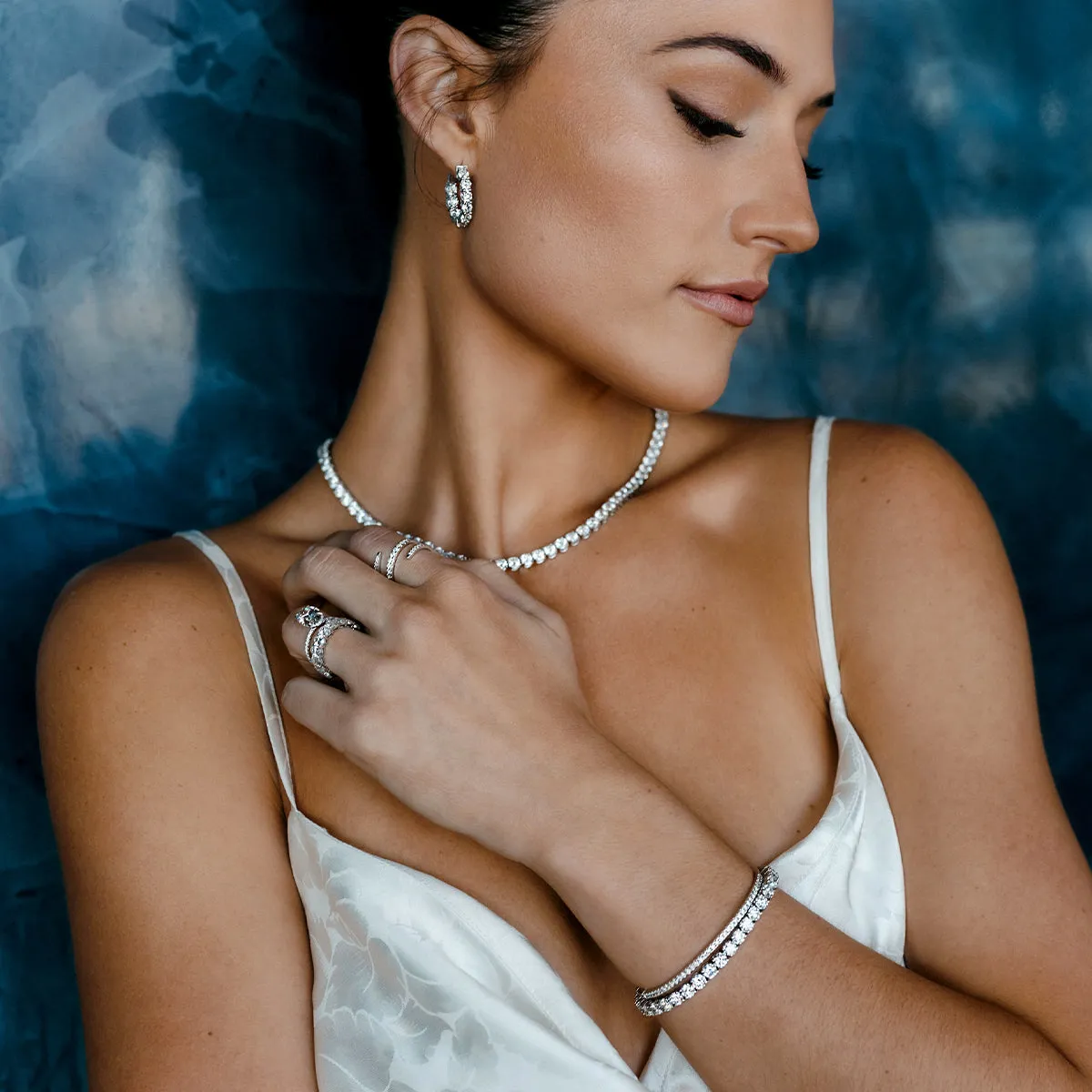 Straight Line Diamond Tennis Necklace