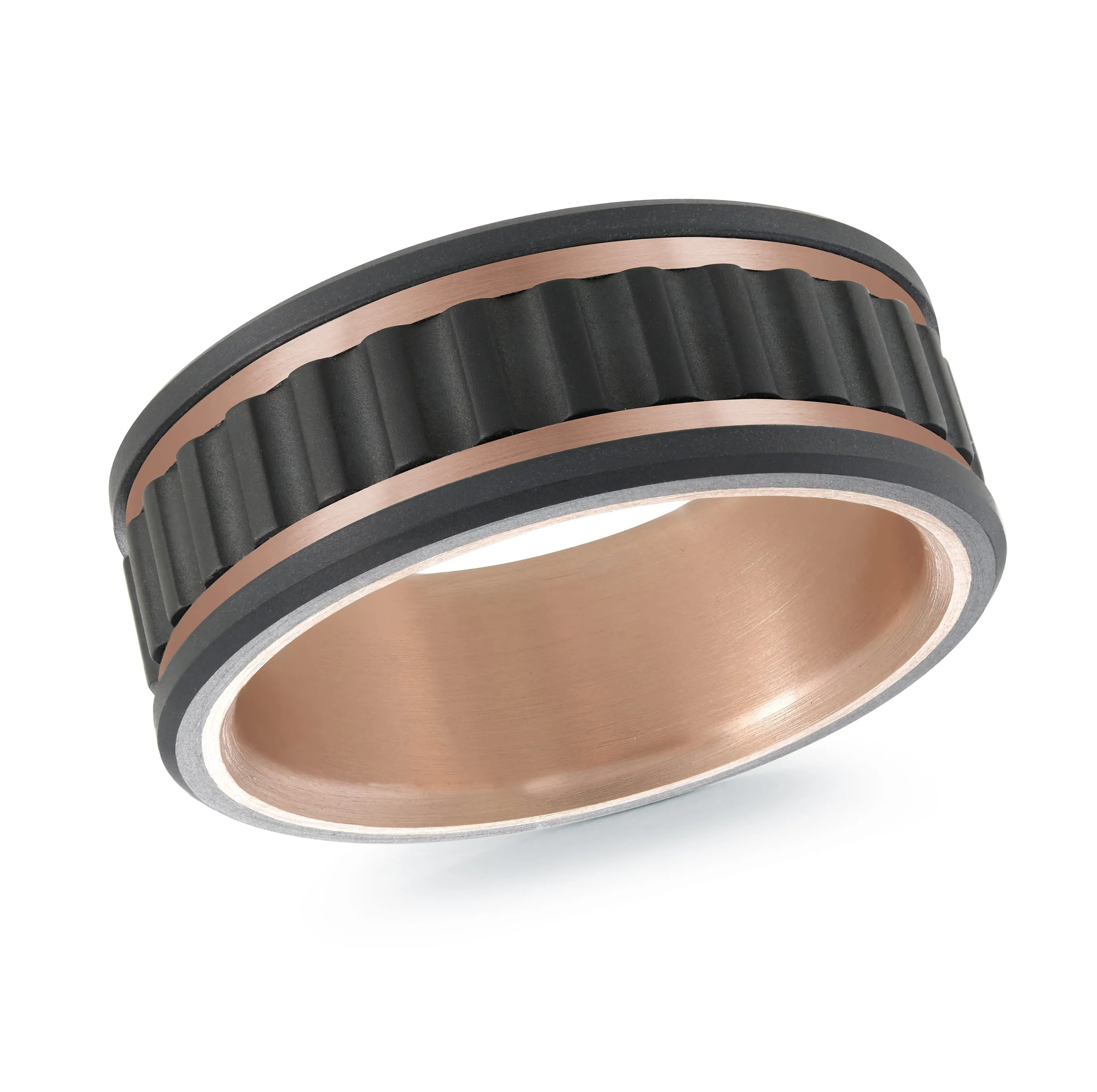 Tantalum with Carbon Fiber and 14K Rose Gold Ring from the Titanium Collection by Malo - MRDTI-017-9BP