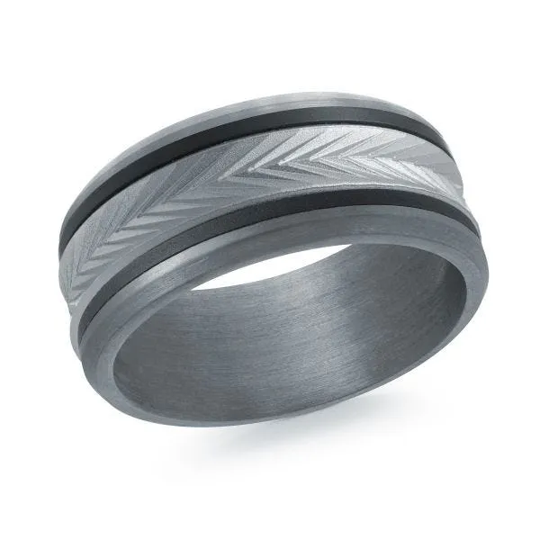 Tantalum with Carbon Fiber and 14K White Gold Ring from the Tantalum Collection by Malo - MRDTC-019-8BW