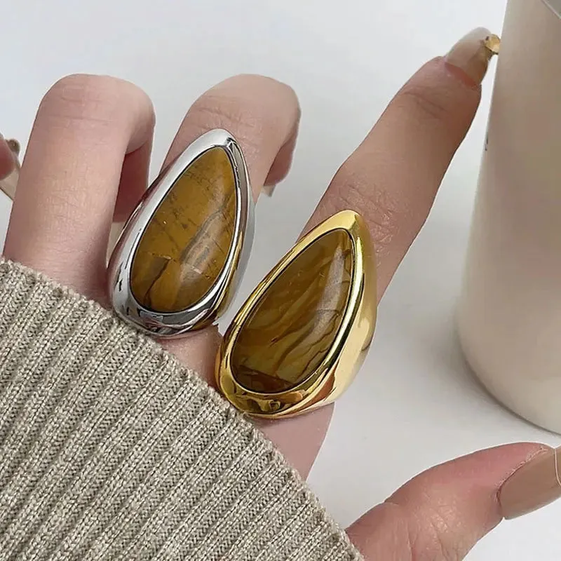TEEK - Wood Stone Open Ring
