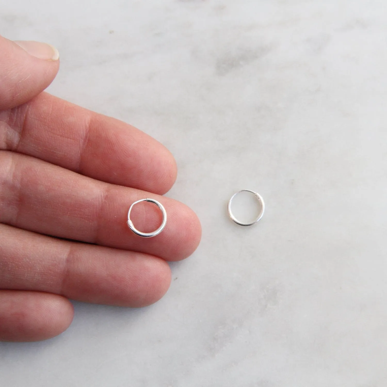 Thin 10mm Sterling Silver Infinity Hoop
