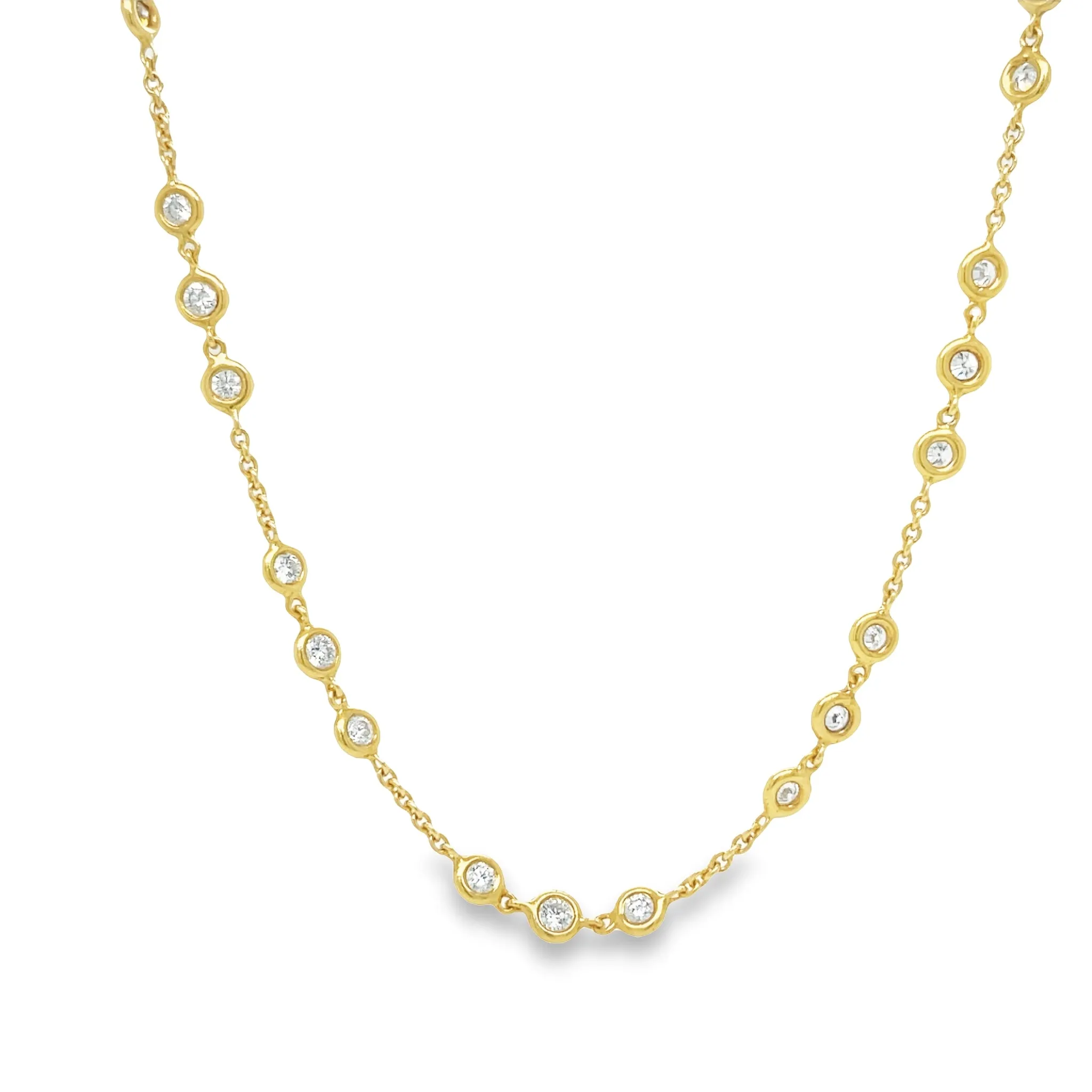 Three Station Diamond By The Yard Yellow Necklace