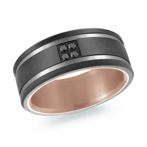 Titanium with 14K Rose Gold and Carbon Fiber Ring from the Titanium Collection by Malo - MRDTI-016-9APBD