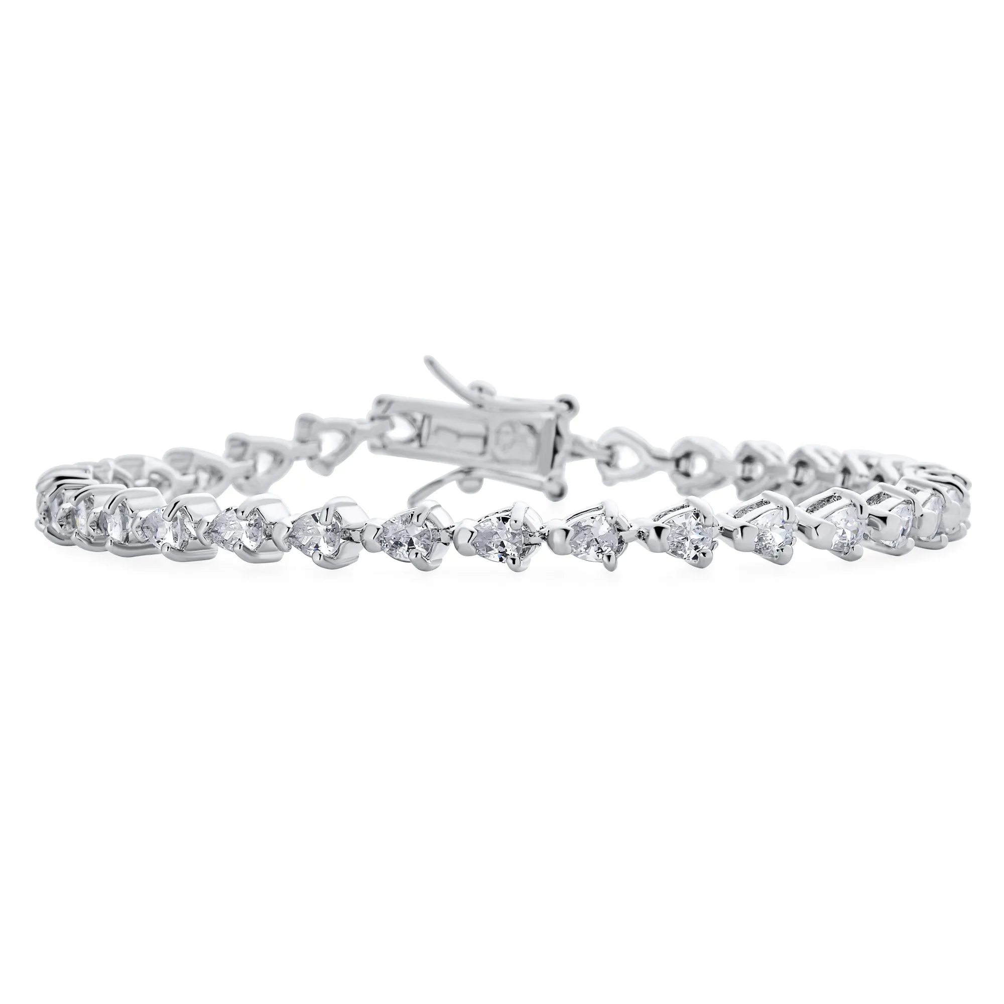 Traditional Bridal Jewelry 15CT CZ Pear Shape Tennis Bracelet Silver 14K Gold Plated