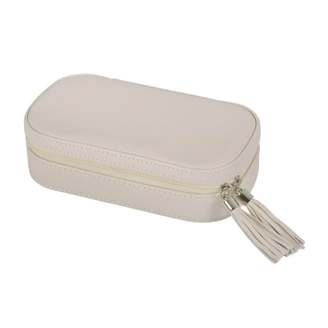 Travel Jewellery Case With Mirror Zip Faux Leather Box