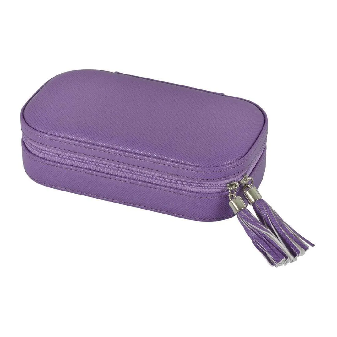 Travel Jewellery Case With Mirror Zip Faux Leather Box