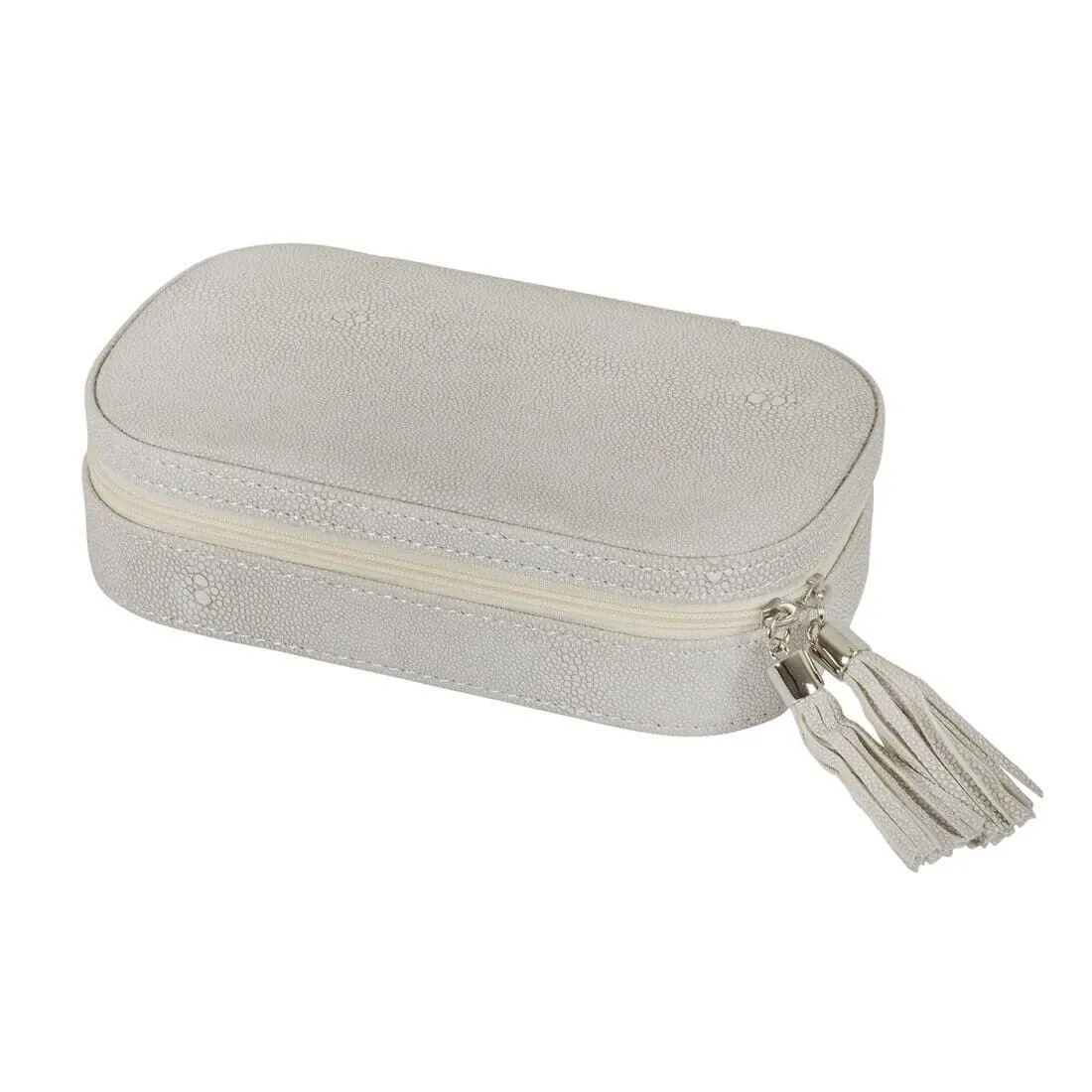 Travel Jewellery Case With Mirror Zip Faux Leather Box