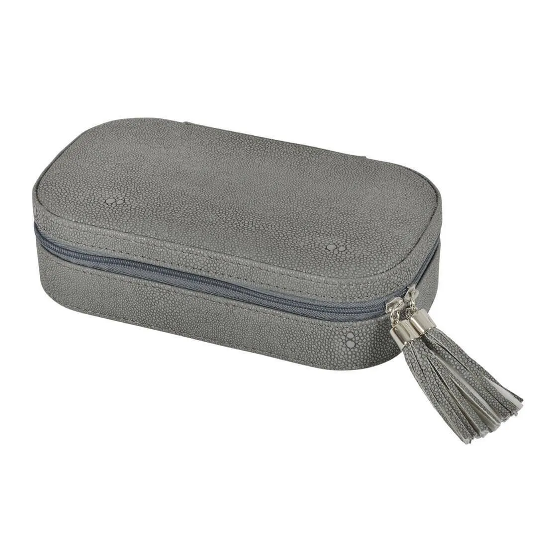Travel Jewellery Case With Mirror Zip Faux Leather Box