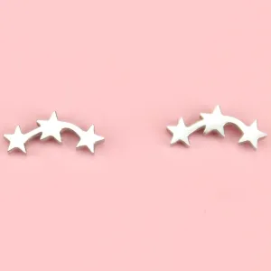Triple Curved Star Stud Earrings
