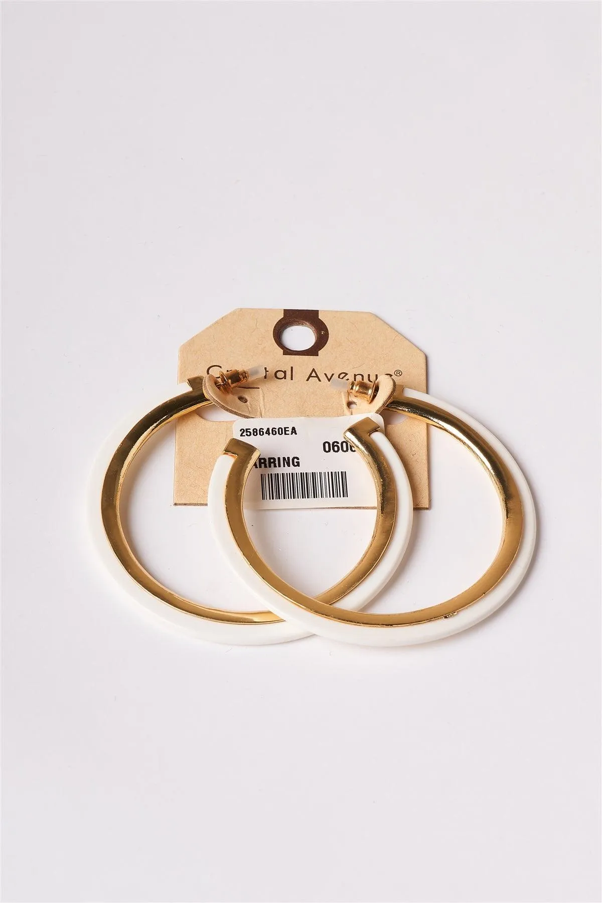 White And Gold Hoop Earrings /1 Pair