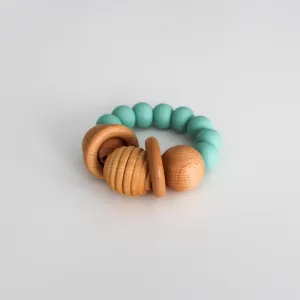 Wood and Silicone Teething Rattle - Seafoam by Chelsea and Marbles