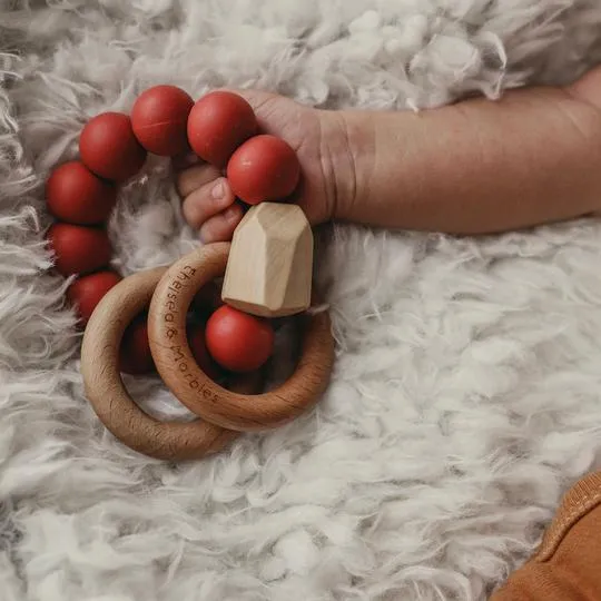 Wood and Silicone Teething Rattle - Sedona Wheat by Chelsea and Marbles