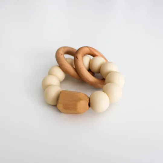 Wood and Silicone Teething Rattle - Sedona Wheat by Chelsea and Marbles