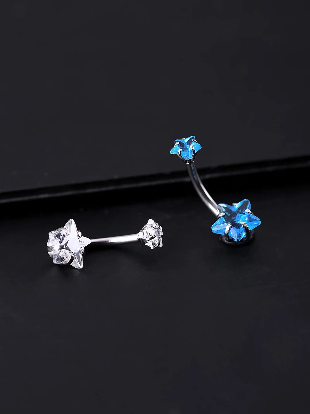 Yellow Chimes Belly Button Rings for Women Body Piercing Jewelry Stainless Steel 2 Pcs Crystal Navel Piercing Jewelry for Women and Girls.